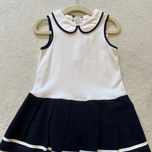 New toddler Jacadi navy and white dress
